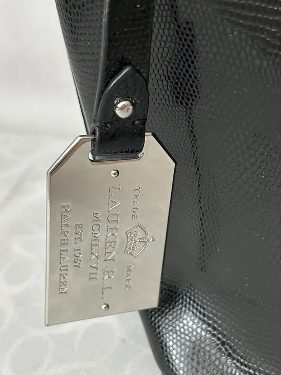 Lauren Ralph Lauren Classic Black Textured Leather Tote Shoulder Bag Purse 🌺🌺 - Picture 3 of 14